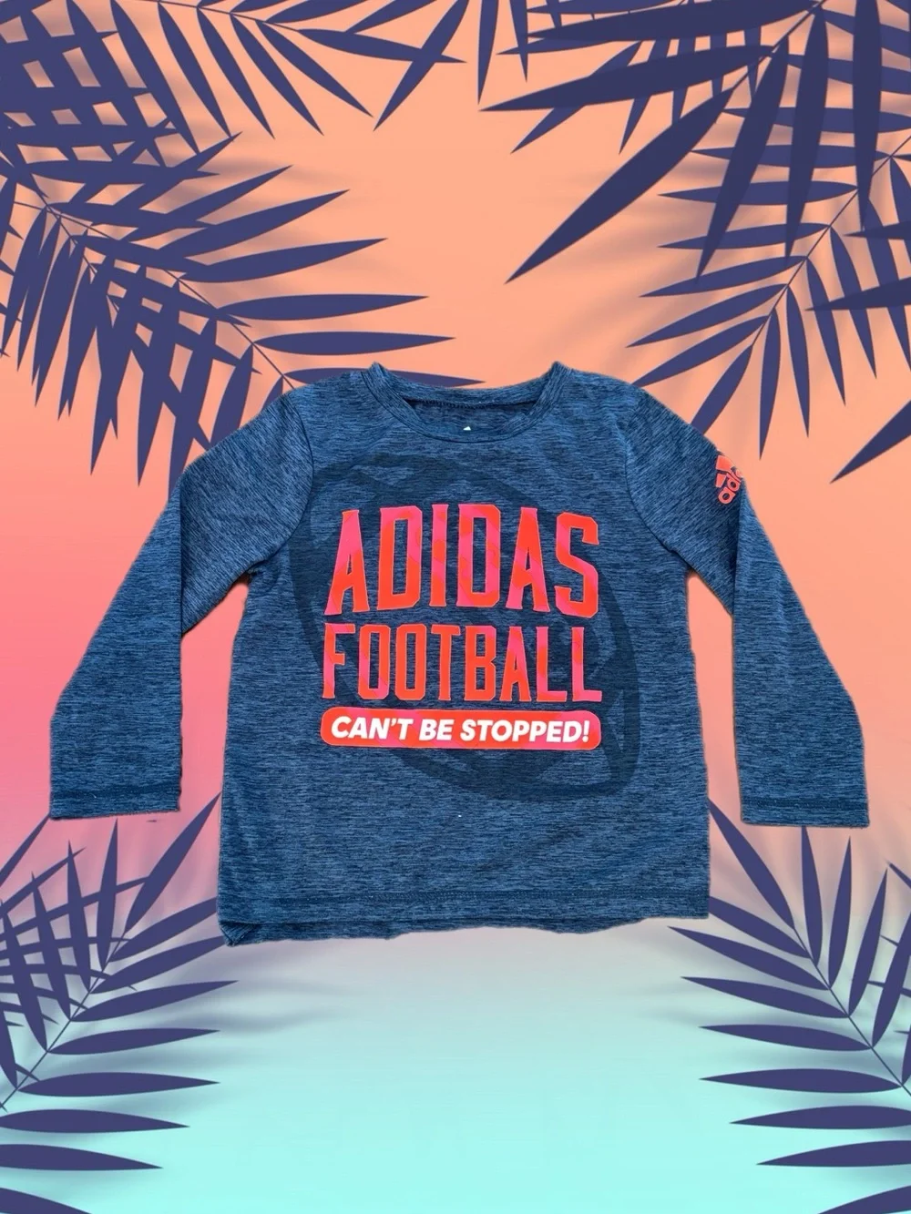 Adidas Boys Blue Long Sleeve Performance Shirt Size 4 Football Graphic Tee